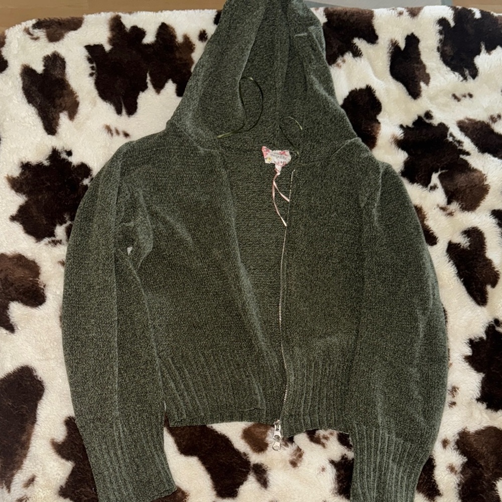 Green Hooded Women's Sweater zip up
